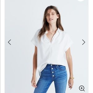 Madewell square white button down Large